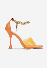 Born2be - Pomarańczowe Sandały Chionyle. Nosek buta: otwarty. Zapięcie: pasek. Kolor: pomarańczowy. Materiał: guma. Obcas: na obcasie. Wysokość obcasa: wysoki #2