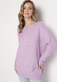 Born2be - Jasnofioletowy Klasyczny Sweter z Długim Rękawem Darissa. Kolor: fioletowy. Materiał: tkanina, dzianina. Długość rękawa: długi rękaw. Długość: długie. Styl: klasyczny #2