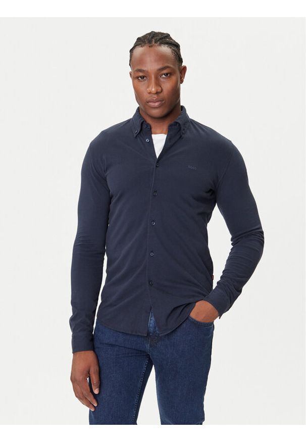 BOSS Koszula Myjersey 50543089 Granatowy Slim Fit. Kolor: niebieski. Materiał: bawełna