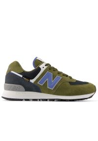 Buty unisex New Balance U5743IR - zielone. Okazja: na co dzień. Kolor: zielony. Materiał: materiał, zamsz, syntetyk, tkanina, guma. Szerokość cholewki: normalna. Model: New Balance 574 #1