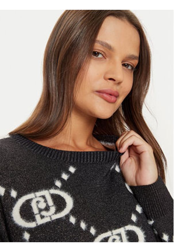 Liu Jo Sport Sweter TF4230 MA94O Czarny Regular Fit. Kolor: czarny. Materiał: syntetyk. Styl: sportowy
