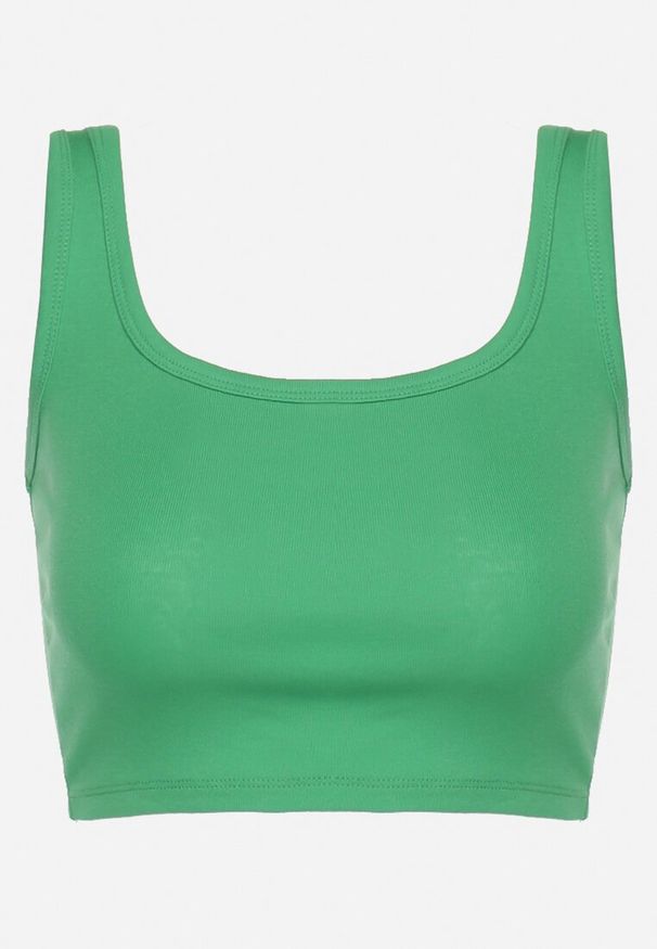 Born2be - Zielony Bawełniany Tank Top Bez Rękawów Lomalia. Kolor: zielony. Materiał: bawełna. Długość rękawa: bez rękawów
