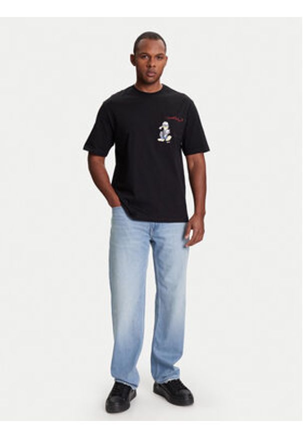 Karl Lagerfeld - KARL LAGERFELD T-Shirt 755097 553270 Czarny Regular Fit. Typ kołnierza: dekolt w karo. Kolor: czarny. Materiał: bawełna