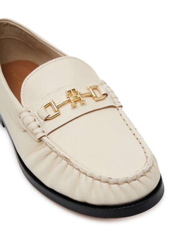 TOMMY HILFIGER - Tommy Hilfiger Półbuty Soft Leather Horsebit Loafer FW0FW08414 Écru. Materiał: skóra