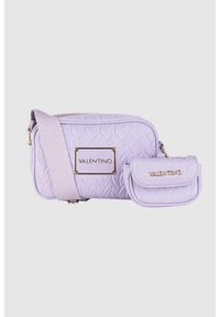 Valentino by Mario Valentino - VALENTINO Tłoczona fioletowa torebka z przypinaną saszetką sunny re haversack. Kolor: fioletowy. Materiał: z tłoczeniem
