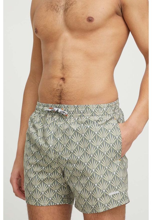 Pepe Jeans szorty kąpielowe Folk kolor zielony. Kolor: zielony. Materiał: tkanina