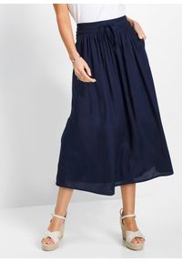 bonprix - Spódnica maxi z wiskozy z wygodnym ściągaczem w talii z wiązanym paskiem. Kolor: niebieski. Materiał: wiskoza. Wzór: nadruk. Styl: elegancki #1