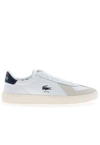 Buty męskie Lacoste Baseshot Pro 225 7 SMA 750SMA0040-042 - białe. Okazja: na co dzień. Zapięcie: sznurówki. Kolor: biały. Materiał: guma, skóra. Szerokość cholewki: normalna. Wzór: aplikacja #1