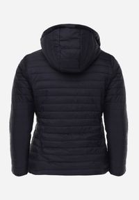 Born2be - Granatowa Dwustronna Kurtka Pikowana z Kapturem Zidila. Okazja: na spacer, na co dzień. Typ kołnierza: kaptur. Kolekcja: plus size. Kolor: niebieski. Materiał: jeans. Wzór: geometria. Styl: casual, sportowy #7