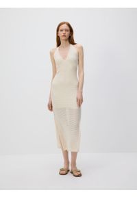 Reserved - Sukienka w ażurowy wzór - złamana biel. Materiał: bawełna. Wzór: ażurowy #1