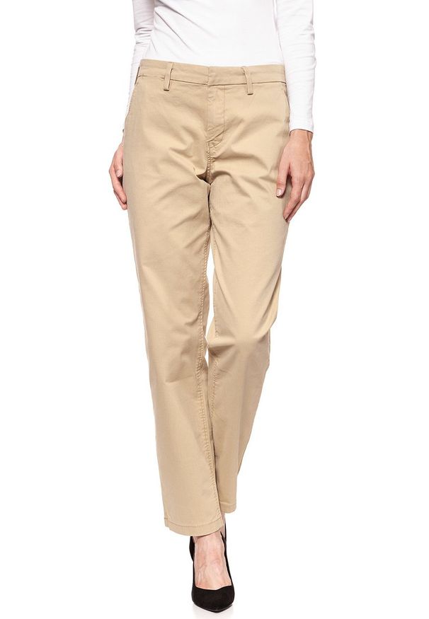 Lee - SPODNIE LEE DAMSKIE CHINO RELAXED L31MGK65. Materiał: materiał. Wzór: aplikacja