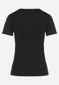 Born2be - Czarny Bawełniany T-shirt z Motywem Ważki i Cyrkoniami Ulimira. Okazja: na co dzień. Kolor: czarny. Materiał: bawełna. Wzór: aplikacja. Styl: klasyczny, casual #3