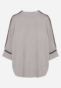 Born2be - Szary Sweter z Kontrastową Lamówką Tuselle. Okazja: na spotkanie biznesowe, do pracy. Kolor: szary. Materiał: jeans. Styl: biznesowy #4