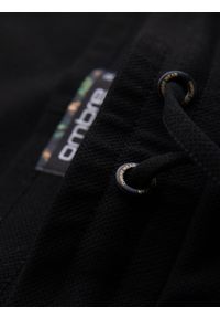 Ombre Clothing - Dzianinowe szorty męskie z podwiniętymi nogawkami – czarne V2 - Rozmiar: XL. Kolor: czarny. Materiał: dzianina. Wzór: jednolity. Styl: klasyczny #3