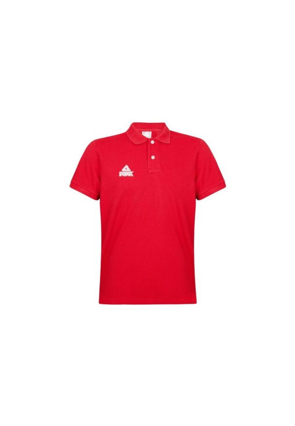 PEAK - Polo Peak coton. Typ kołnierza: polo. Kolor: czerwony. Materiał: tkanina