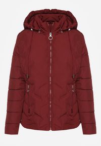 Renee - Bordowa Pikowana Kurtka Przejściowa z Kapturem z Możliwością Odpięcia Olantta. Okazja: na co dzień. Typ kołnierza: kaptur. Kolor: czerwony. Materiał: poliester, jeans. Długość: krótkie. Styl: casual, elegancki #3