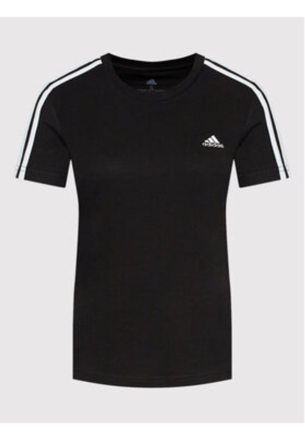 Adidas - adidas T-Shirt Loungewear Essentials 3-Stripes GL0784 Czarny Slim Fit. Kolor: czarny. Materiał: bawełna
