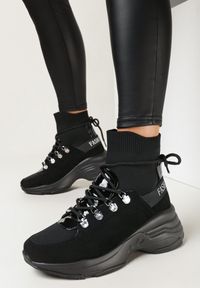 Born2be - Czarne Sneakersy z Elastyczną Cholewką za Kostkę Nicosia. Wysokość cholewki: za kostkę. Kolor: czarny. Szerokość cholewki: normalna #1