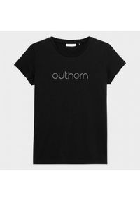 outhorn - T-shirt z nadrukiem damski. Okazja: na co dzień. Materiał: bawełna, jersey. Wzór: nadruk. Styl: casual #5