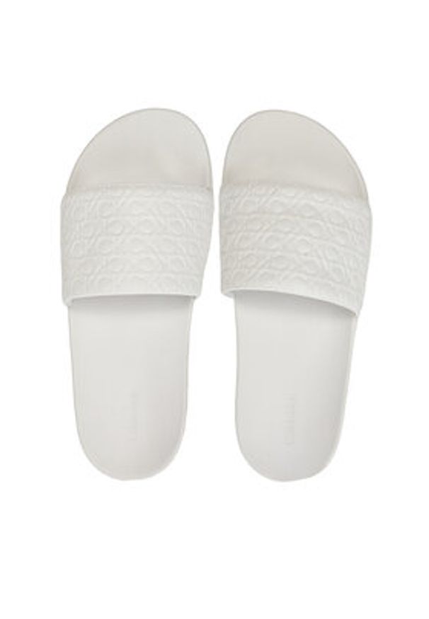 Calvin Klein Klapki Slide Saff Mono HW0HW02106 Biały. Kolor: biały. Materiał: skóra