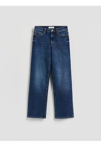 Reserved - Jeansy straight ze średnim stanem - granatowy. Kolor: niebieski #1