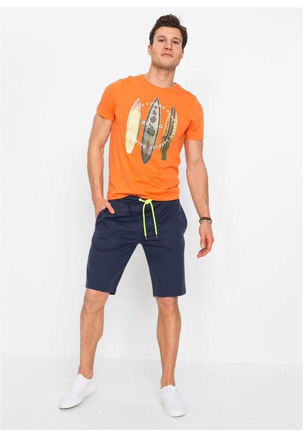 bonprix - Bermudy dresowe z czystej bawełny. Kolor: niebieski. Materiał: bawełna, dresówka