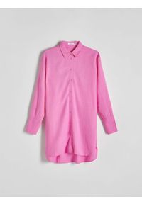 Reserved - Długa koszula z wiskozą - różowy. Kolor: różowy. Materiał: wiskoza. Długość: długie. Wzór: gładki