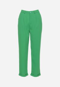 Born2be - Zielone Spodnie o Klasycznym Fasonie z Podwiniętymi Nogawkami z Ukrytym Suwakiem Wilelma. Kolor: zielony. Sezon: wiosna. Styl: klasyczny #7