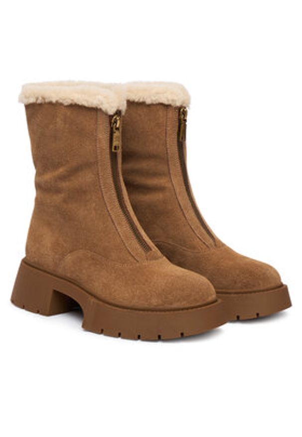 Coach Botki Leah Platform CCH85 Brązowy. Kolor: brązowy. Materiał: zamsz, skóra. Obcas: na platformie