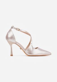 Renee - Złote Szpilki VICES ze Skrzyżowanymi Paseczkami i Wkładką ze Skóry Naturalnej Dalimara. Kolor: złoty. Materiał: skóra. Obcas: na szpilce. Styl: elegancki #8