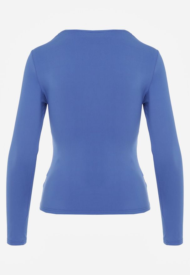 Born2be - Niebieska Bluzka Phylys. Kolor: niebieski. Materiał: dzianina. Długość rękawa: długi rękaw. Długość: długie. Wzór: gładki