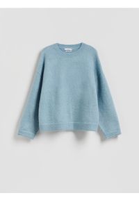Reserved - Sweter z wełną i moherem - niebieski. Kolor: niebieski. Materiał: moher, wełna #1