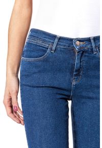 Wrangler - WRANGLER HIGH RISE SKINNY BLUE NOISE W27HFS047. Stan: podwyższony. Wzór: jednolity, aplikacja #9