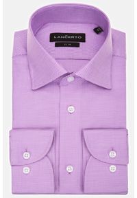 Lancerto - Koszula Wrzosowa w Pepitę Grace. Kolor: fioletowy. Materiał: jeans, tkanina, bawełna, wełna. Wzór: ze splotem #1