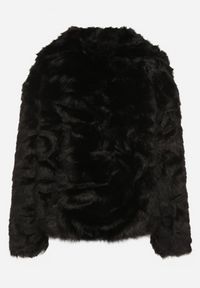 Born2be - Czarna Kurtka Futerko o Dwurzędowym Kroju z Szerokim Kołnierzem Fesammea. Okazja: na co dzień. Kolor: czarny. Materiał: futro. Styl: casual, klasyczny #5