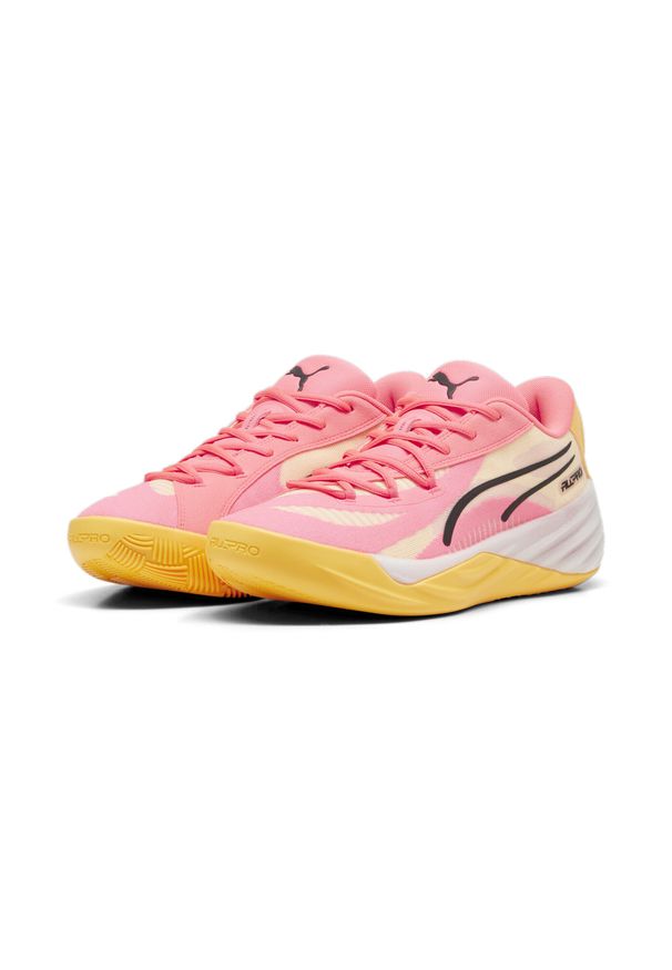 Puma - Buty do koszykówki All-Pro NITRO™ PUMA Sunset Glow Sun Stream Black Pink Orange. Kolor: czarny, różowy, wielokolorowy, pomarańczowy, żółty. Materiał: syntetyk, tkanina, materiał. Szerokość cholewki: normalna. Sport: koszykówka