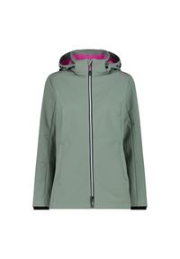 Kurtka damska turystyczna CMP 3A22226. Typ kołnierza: kaptur. Kolor: zielony. Materiał: softshell. Sport: turystyka piesza #1