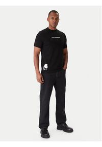 Karl Lagerfeld - KARL LAGERFELD T-Shirt 755403 554235 Czarny Slim Fit. Typ kołnierza: dekolt w karo. Kolor: czarny. Materiał: bawełna #4