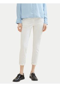 Tom Tailor Spodnie materiałowe 1040963 Biały Tapered Fit. Kolor: biały. Materiał: bawełna #1