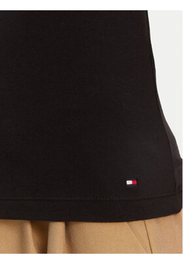 TOMMY HILFIGER - Tommy Hilfiger Polo Gold Button WW0WW45768 Czarny Slim Fit. Typ kołnierza: polo. Kolor: czarny. Materiał: bawełna