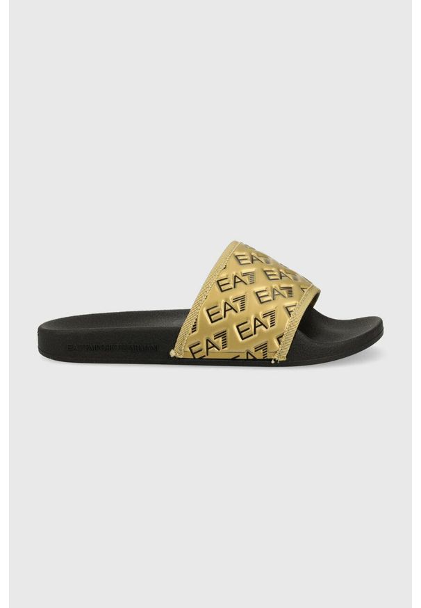 EA7 Emporio Armani klapki XCP010 XK340 M700 kolor złoty. Kolor: złoty. Materiał: materiał, guma