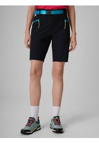 4f - 4F Spodenki trekkingowe szybkoschnące damskie - czarne XXL. Stan: podwyższony. Kolor: czarny. Materiał: tkanina, skóra. Długość: do kolan. Sezon: lato. Sport: turystyka piesza #2