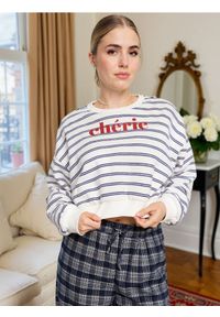 Sinsay - Bluza w paski z napisem - wielobarwny. Wzór: paski, napisy