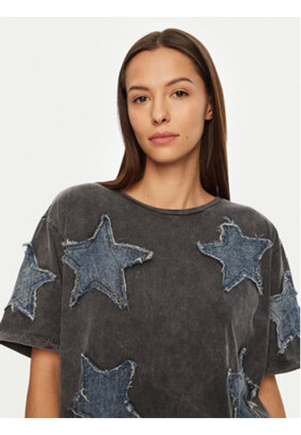 One Teaspoon T-Shirt Denim Star 26858 Szary Relaxed Fit. Kolor: szary. Materiał: bawełna