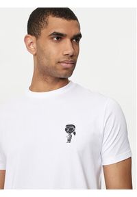 Karl Lagerfeld - KARL LAGERFELD T-Shirt 755400 Biały Regular Fit. Typ kołnierza: dekolt w karo. Kolor: biały. Materiał: bawełna #2