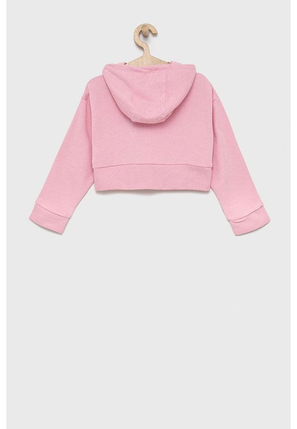 adidas Originals Bluza dziecięca kolor różowy z kapturem z nadrukiem. Typ kołnierza: kaptur. Kolor: różowy. Materiał: poliester, bawełna. Wzór: nadruk