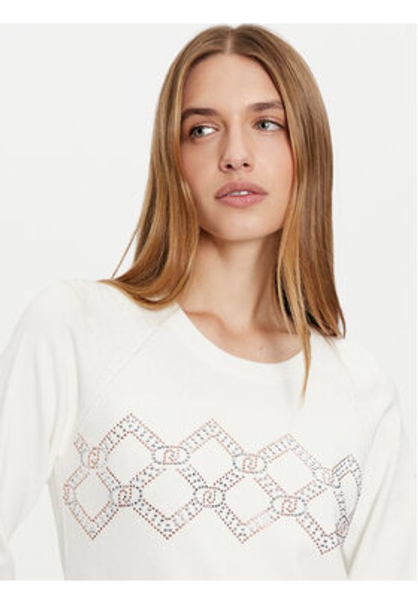 Liu Jo Sport Sweter TF4286 MS63L Biały Regular Fit. Kolor: biały. Materiał: syntetyk. Styl: sportowy