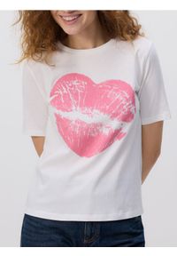 Reserved - T-shirt z nadrukiem - biały. Kolor: biały. Materiał: bawełna, dzianina. Wzór: nadruk