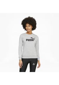 Puma - Damska bluza z okrągłym dekoltem Essentials z logo PUMA Light Gray Heather. Kolor: wielokolorowy, szary, czarny