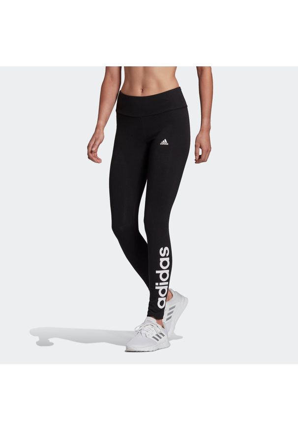 Legginsy fitness Fitness Adidas. Kolor: czarny. Materiał: materiał, bawełna, elastan. Sport: fitness